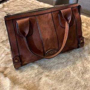 Vintage 70s leather handbag by Fossil - brown